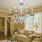 HDC 6-Light Classic Decorative Elegant French-White Curved Arm Chandelier with Gold Accents