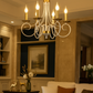 HDC 6-Light Classic Decorative Elegant French-White Curved Arm Chandelier with Gold Accents