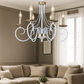 HDC 6-Light Classic Decorative Elegant French-White Curved Arm Chandelier with Gold Accents