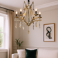 HDC 6-Light Classic Luxury Elegant Antique Brass & Amber Crystal Chandelier
