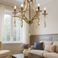 HDC 6-Light Classic Luxury Elegant Antique Brass & Amber Crystal Chandelier