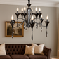 HDC 12-Light Elegant Pearl Black & Smoke Grey Crystal Chandelier For Living Room