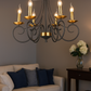 HDC 6-Light Decorative Classic Matt Black & Antique Gold Chandelier