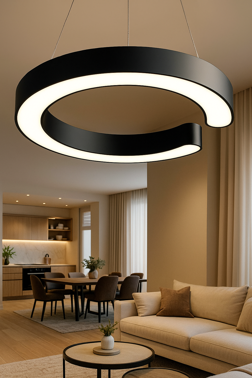 HDC Arc Glow Modern Circular LED Pendant Light