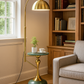 HDC LuxeDome Brass Floor Lamp with Marble Base & Integrated Side Table