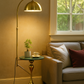 HDC LuxeDome Brass Floor Lamp with Marble Base & Integrated Side Table