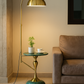 HDC LuxeDome Brass Floor Lamp with Marble Base & Integrated Side Table