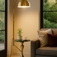 HDC LuxeDome Brass Floor Lamp with Marble Base & Integrated Side Table