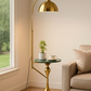 HDC LuxeDome Brass Floor Lamp with Marble Base & Integrated Side Table