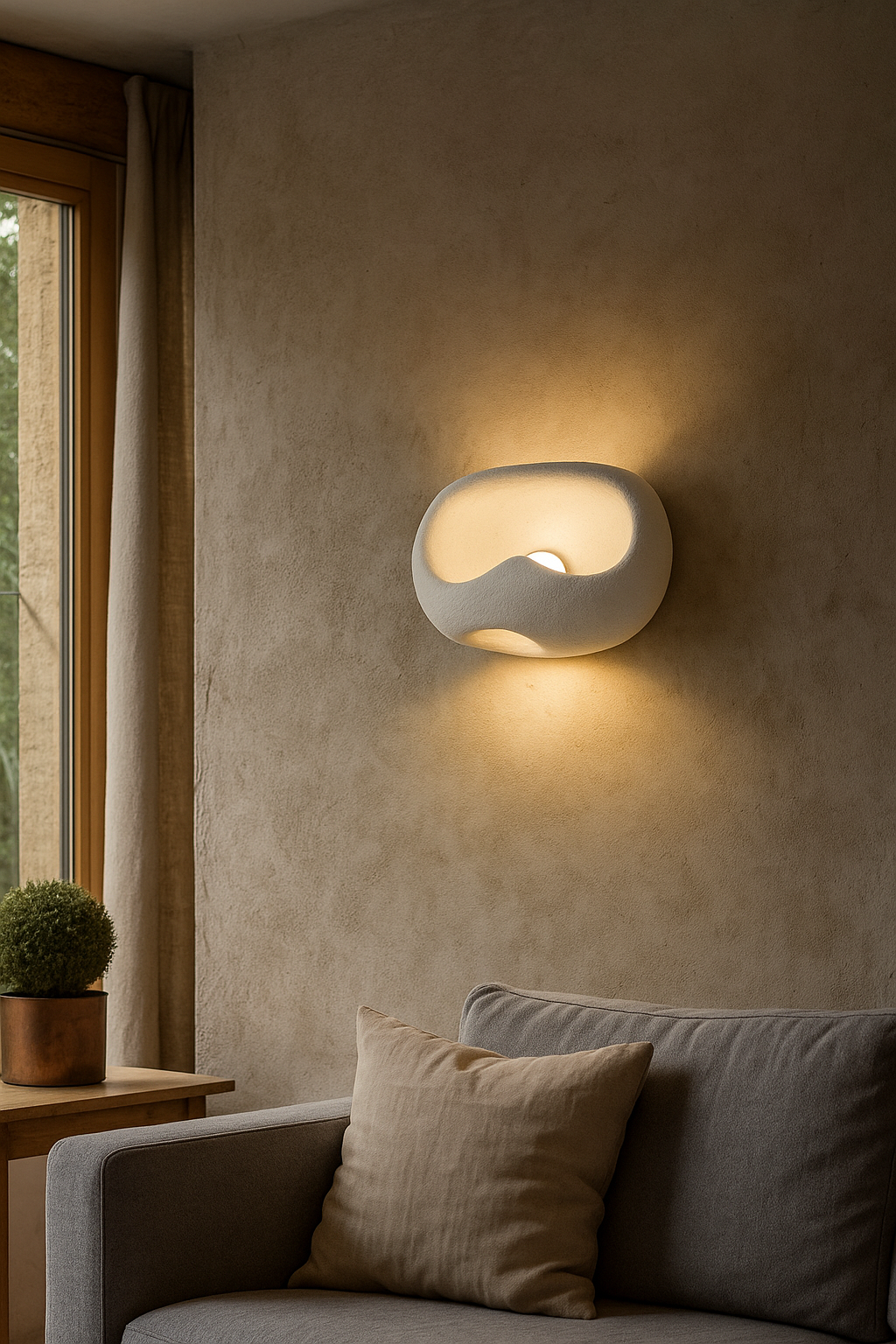 HDC Stone Bowl Abstract Resin LED Wall Light For Living Room