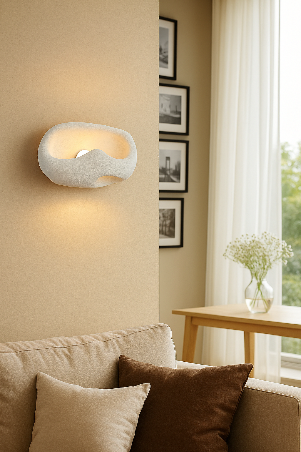 HDC Stone Bowl Abstract Resin LED Wall Light For Living Room