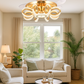 HDC Luxe Orbit Crystal Ring LED Chandelier Fan For Living Room