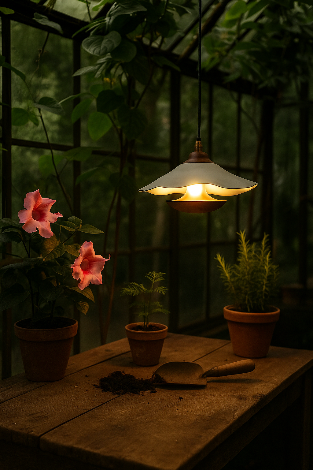 HDC Bloom Wave CeramicGolden & White Designer Ripple Shade Pendant Light