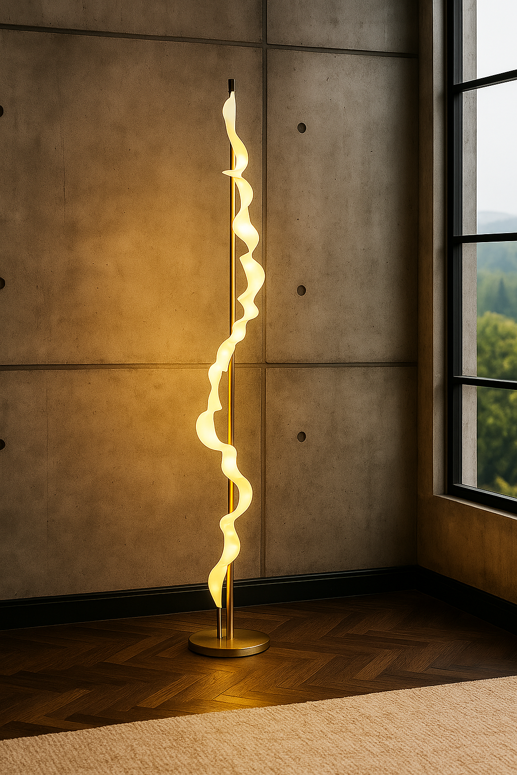 HDC Modern Sculptural Spiral Flow Artistic LED Floor Lamp