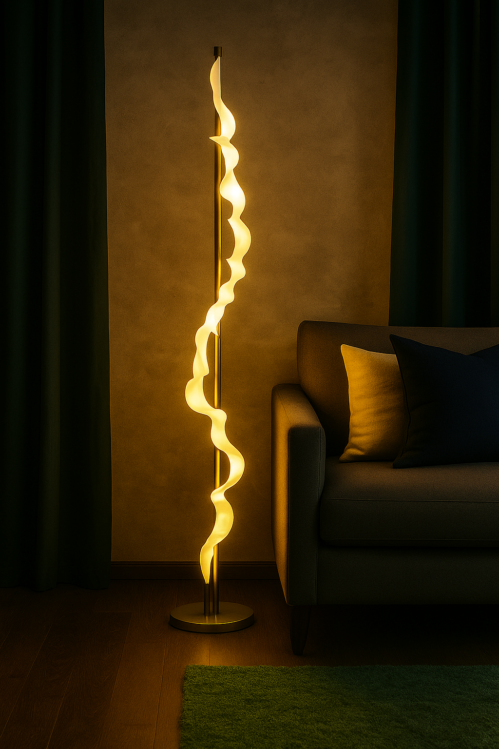 HDC Modern Sculptural Spiral Flow Artistic LED Floor Lamp