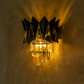 HDC Gold Mirror Finish LED Wall Sconce with Hanging Crystal Droplets For Living Room