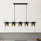 HDC Modern 5-Light Black Metal with Smoked Glass Linear Pendant Chandelier For Dining Table, Kitchen Island & Living Room