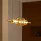 HDC Modern Gold-Finish Amber/Smoke Linear Glass Pendant Light for Dining Table, Kitchen Island & Living Spaces