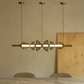 HDC Modern Gold-Finish Amber/Smoke Linear Glass Pendant Light for Dining Table, Kitchen Island & Living Spaces