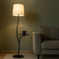 HDC Curved Floor Lamp with Integrated Side Table & White Fabric Shade For Living Room