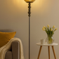 HDC Smoky Glass Orb Floor Lamp With Premium Metal Stand with Sculpted Sphere Column