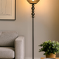 HDC Smoky Glass Orb Floor Lamp With Premium Metal Stand with Sculpted Sphere Column