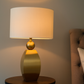 HDC Aurelia Luxe Gold Table Lamp with White Fabric Shade