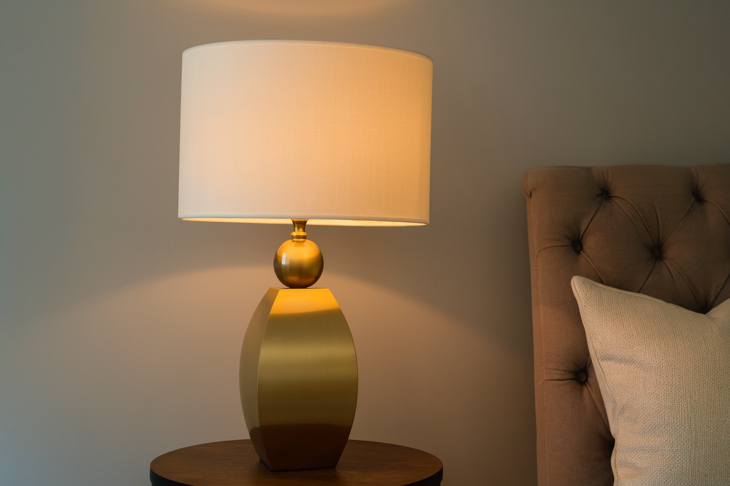 HDC Aurelia Luxe Gold Table Lamp with White Fabric Shade