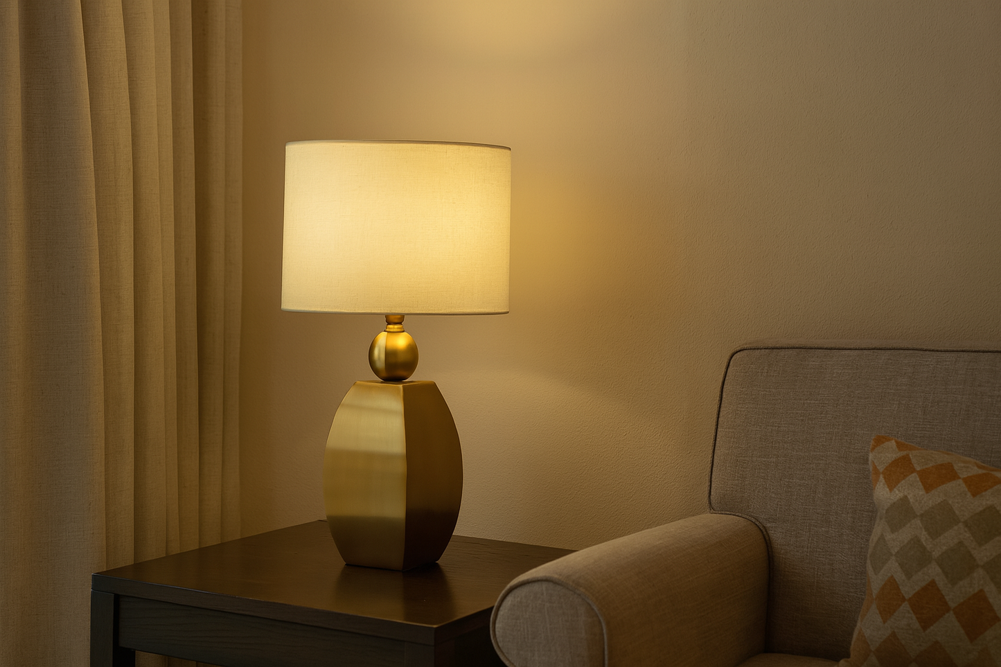 HDC Aurelia Luxe Gold Table Lamp with White Fabric Shade
