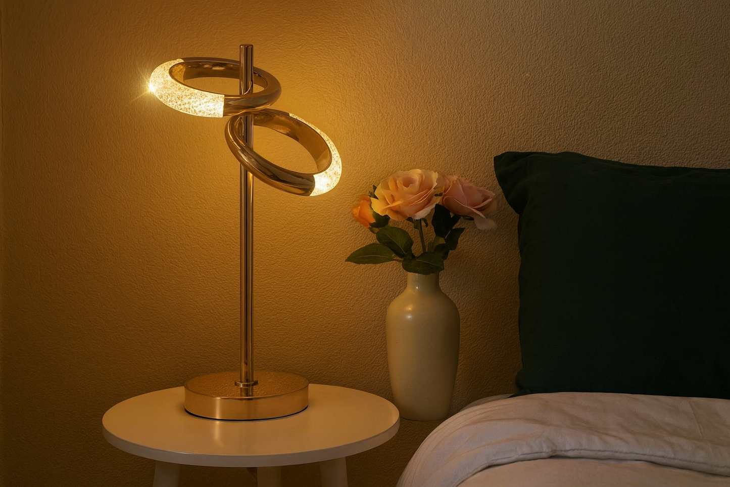 HDC Gold Finish Aurelia Twin-Orbit LED Luxury Table Lamp For Living Room