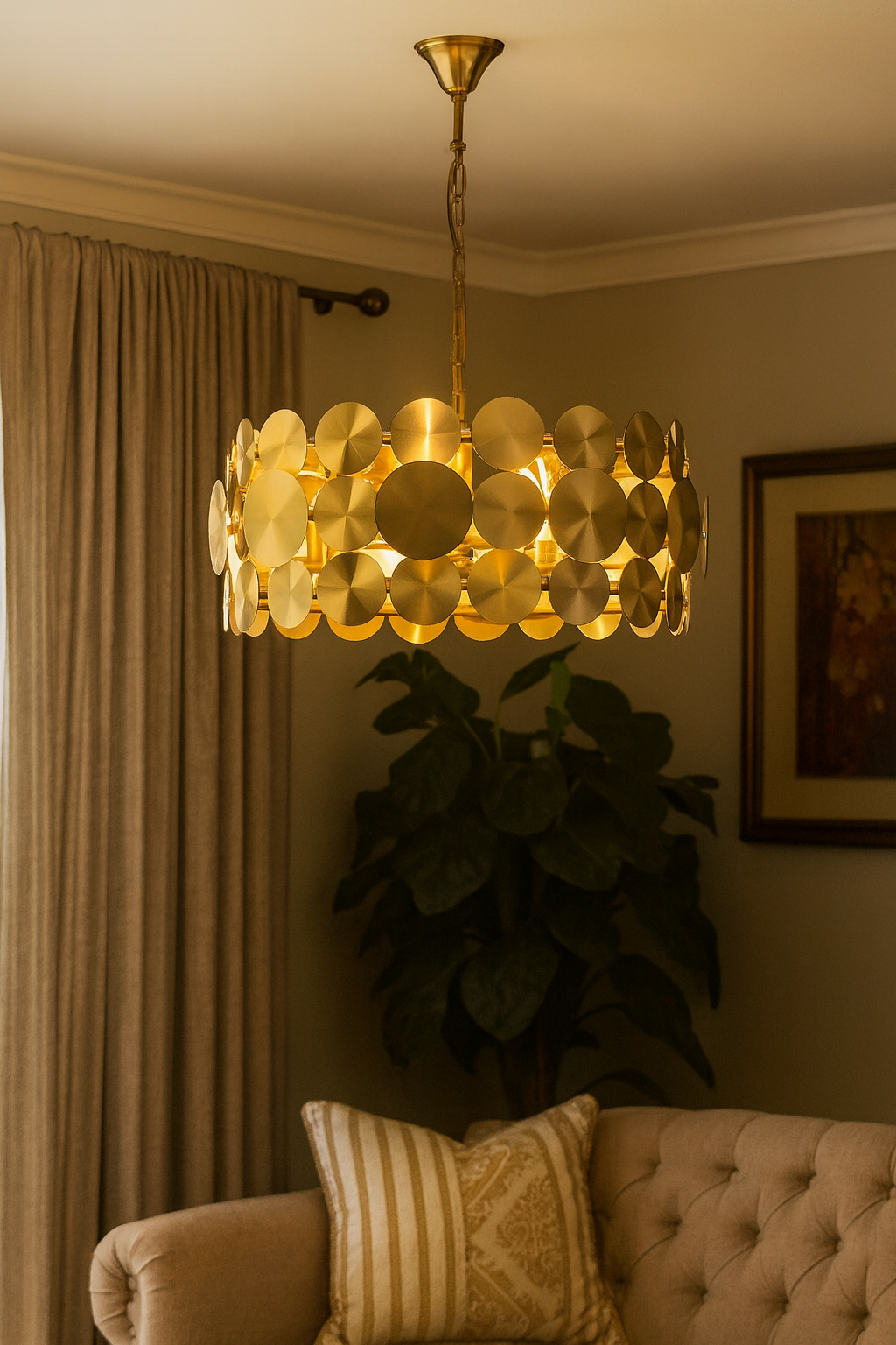 Hdc 400mm Golden Circular Plates Modern Chandelier