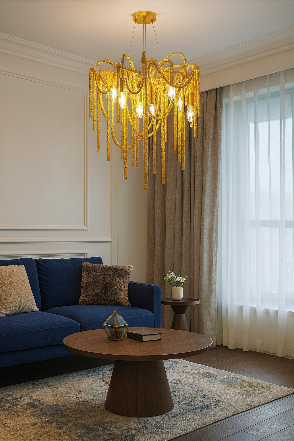 Hdc 800mm Light luxury modern chain tassel living room dining room chandelier villa lamps