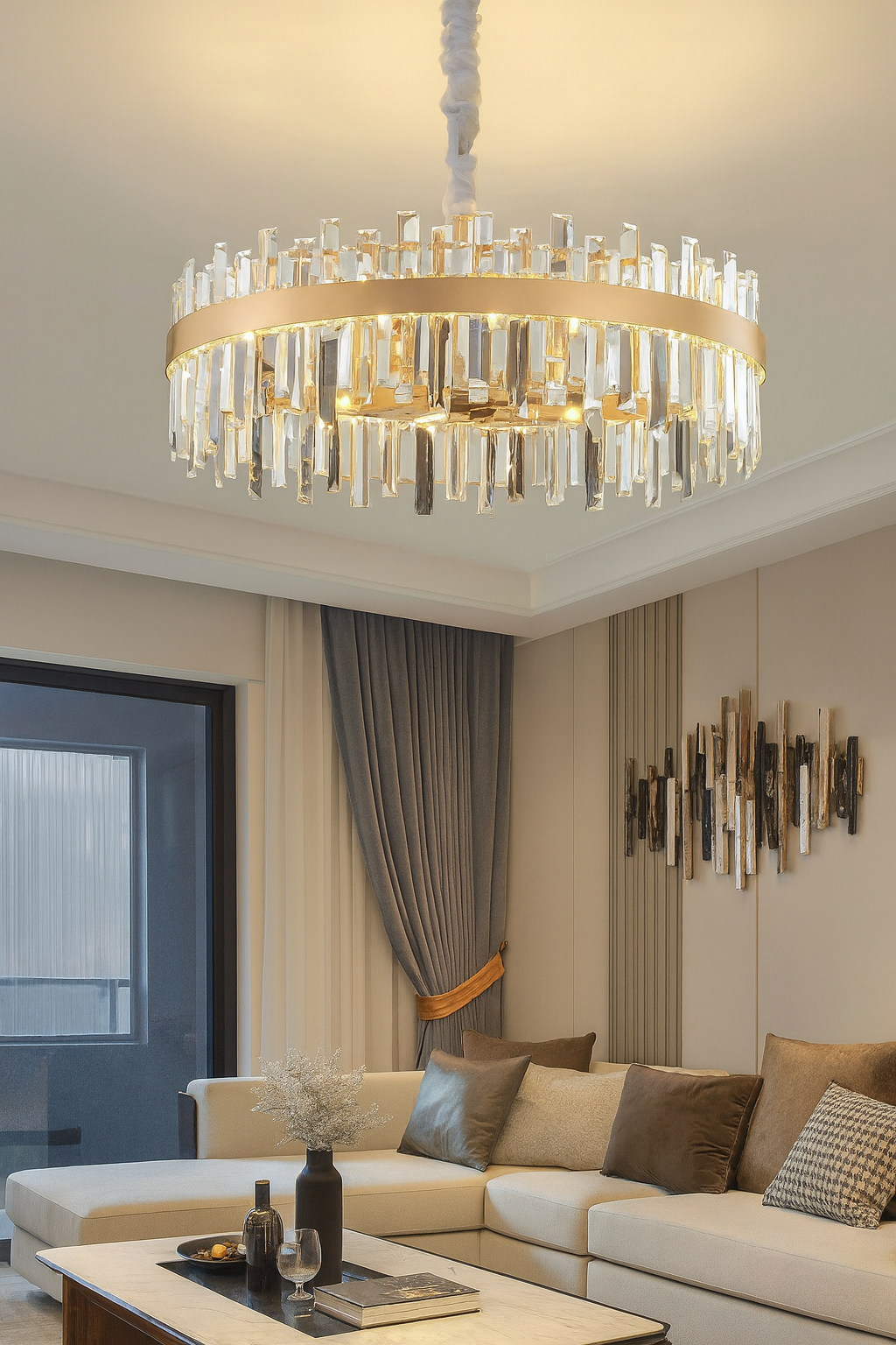 Hdc 600mm Drum Shape Crystal Chandelier Pendant Lights