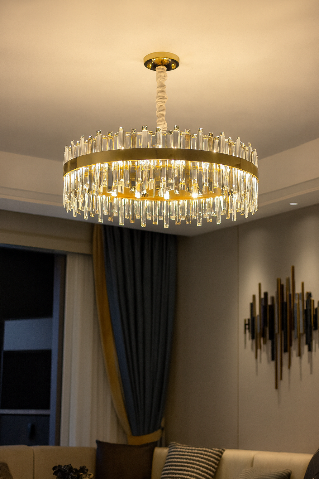 Hdc 600mm Drum Shape Crystal Chandelier Pendant Lights