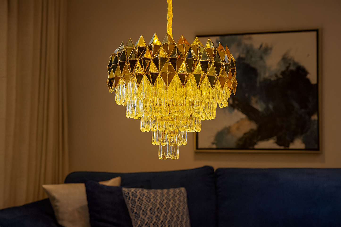 HDC Imperial Radiance 400MM Crystal Crown LED Chandelier For Dining & Living Room