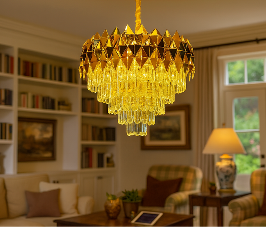 HDC Imperial Radiance 400MM Crystal Crown LED Chandelier For Dining & Living Room