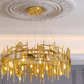 HDC 800mm Gold Designer Artistic Metal Discs Premium Ceiling Chandelier For Dining & Living Room