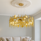 HDC 800mm Gold Designer Artistic Metal Discs Premium Ceiling Chandelier For Dining & Living Room