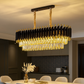 HDC 1200mm Rectangular Black & Gold Crystal Chandelier with Layer Cut Crystal For Modern Dining & Living Room