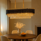 HDC 1200mm Rectangular Black & Gold Crystal Chandelier with Layer Cut Crystal For Modern Dining & Living Room