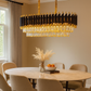 HDC 1200mm Rectangular Black & Gold Crystal Chandelier with Layer Cut Crystal For Modern Dining & Living Room
