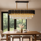 HDC 1200mm Rectangular Black & Gold Crystal Chandelier with Layer Cut Crystal For Modern Dining & Living Room