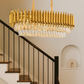 HDC 1200mm Gold Body with Layer Cut Crystal Drops Chandelier For Modern Dining & Living Room