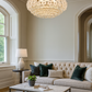 HDC Modern Flower Gold Frame with Multi-Layer Crystal Drops Crystal Chandelier for Living Room, Dining, Bedroom