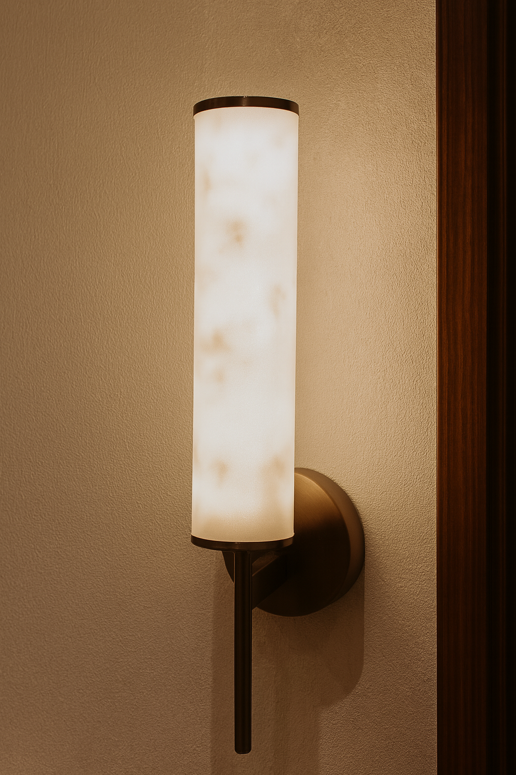 HDC Modern Brass Finish Aurora Frosted Marble-Glow LED Wall Sconcenfor Bedrooms, Hallways & Living Rooms