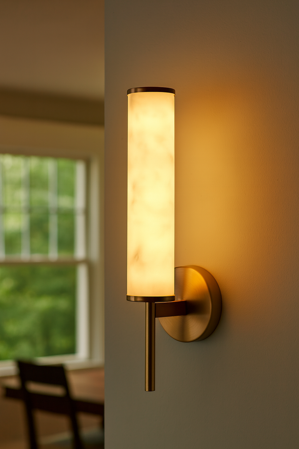 HDC Modern Brass Finish Aurora Frosted Marble-Glow LED Wall Sconcenfor Bedrooms, Hallways & Living Rooms