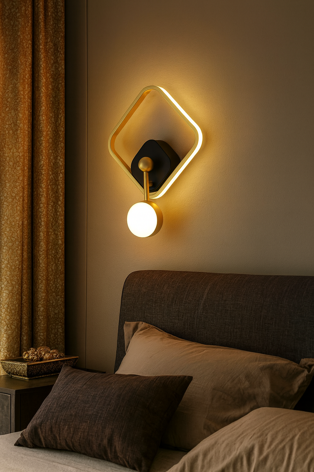 HDC 14W Gold Square Shape LED Wall Lamp - Tricolor