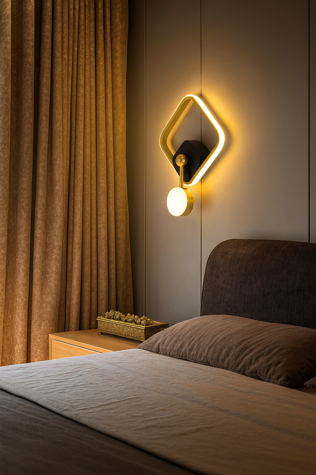 HDC 14W Gold Square Shape LED Wall Lamp - Tricolor