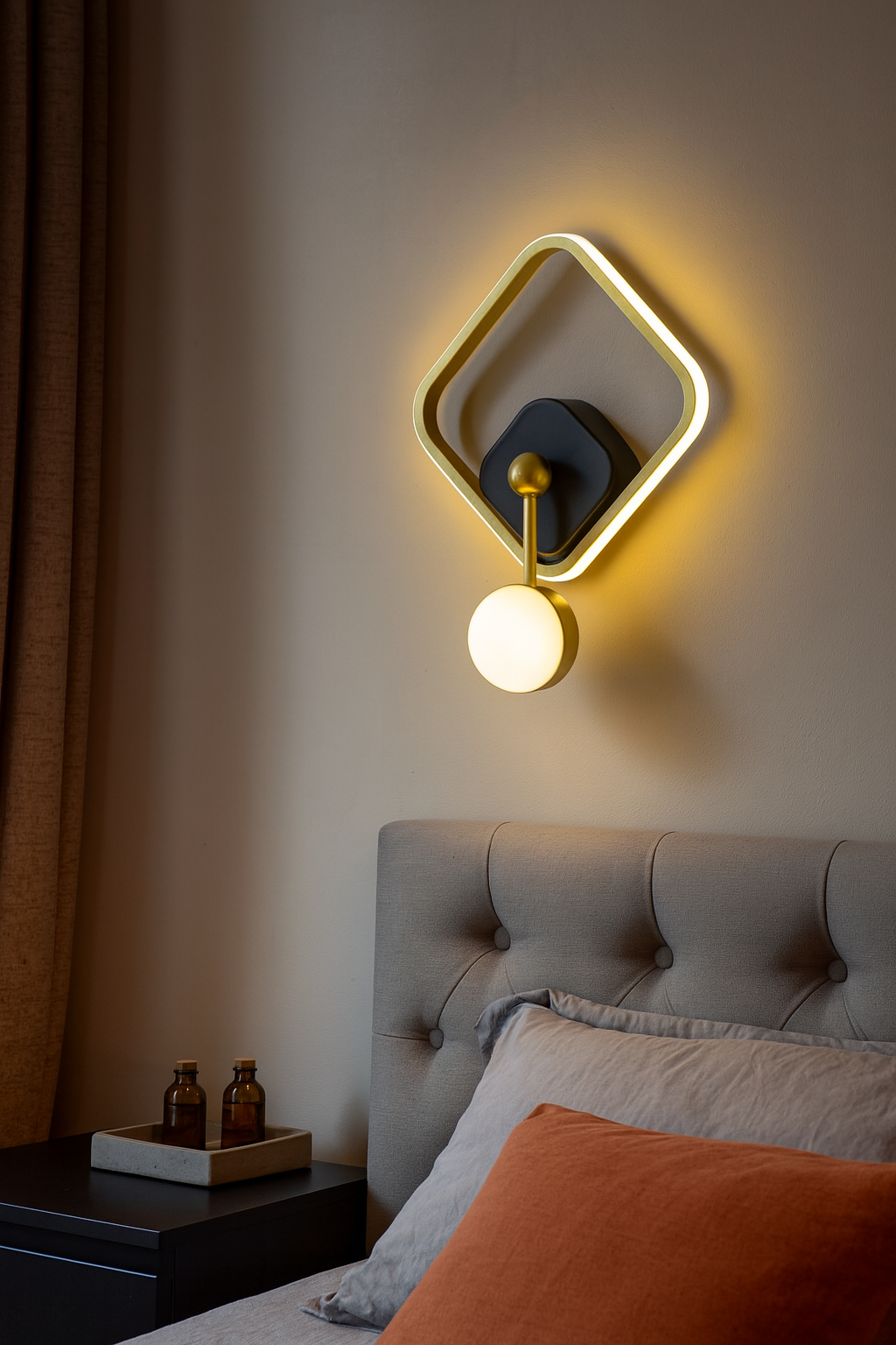 HDC 14W Gold Square Shape LED Wall Lamp - Tricolor