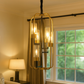 HDC Modern Gold & Black 6-Light Cage Chandelier with Glass Shades For Bedrooms, Hallways & Living Rooms